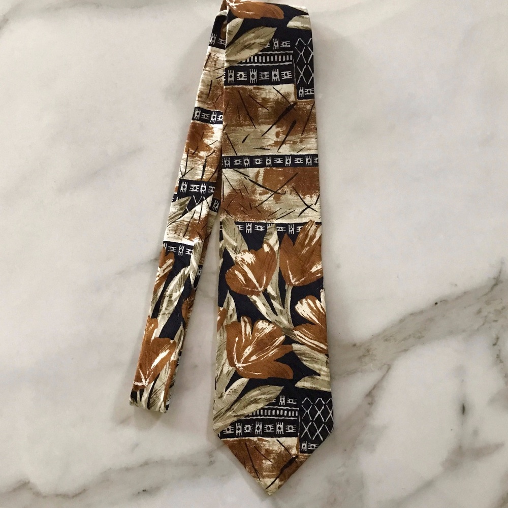 Bugatti Black & Tan Italian Silk Tie